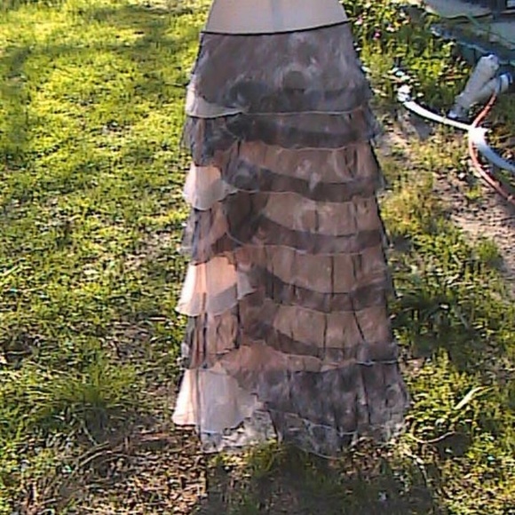 Multicolor Chiffon Light Pink & Gray Layer Skirt - Picture 6 of 8